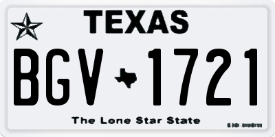 TX license plate BGV1721