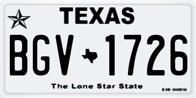 TX license plate BGV1726