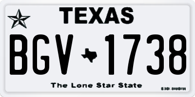 TX license plate BGV1738