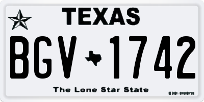 TX license plate BGV1742