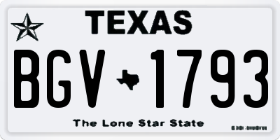TX license plate BGV1793