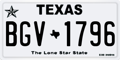 TX license plate BGV1796
