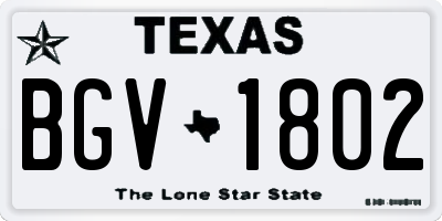 TX license plate BGV1802