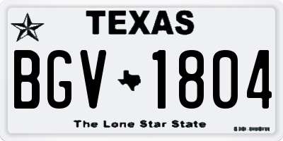 TX license plate BGV1804
