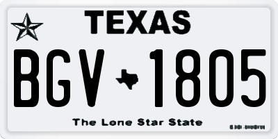 TX license plate BGV1805