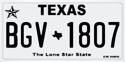 TX license plate BGV1807