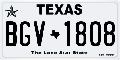 TX license plate BGV1808