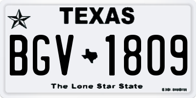 TX license plate BGV1809