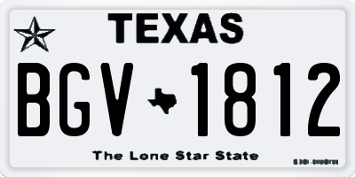 TX license plate BGV1812