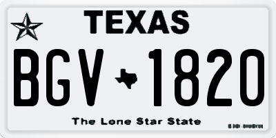 TX license plate BGV1820