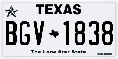 TX license plate BGV1838