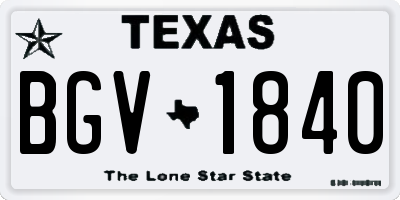 TX license plate BGV1840