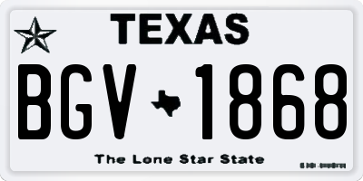 TX license plate BGV1868