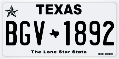 TX license plate BGV1892
