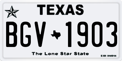 TX license plate BGV1903