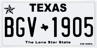 TX license plate BGV1905