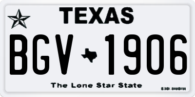 TX license plate BGV1906