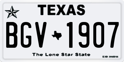 TX license plate BGV1907