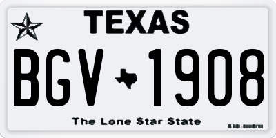 TX license plate BGV1908