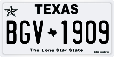 TX license plate BGV1909
