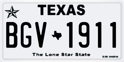 TX license plate BGV1911