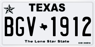 TX license plate BGV1912