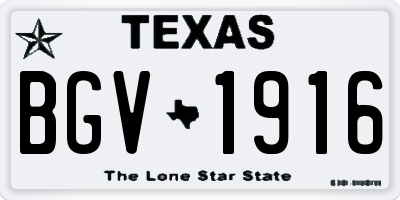 TX license plate BGV1916