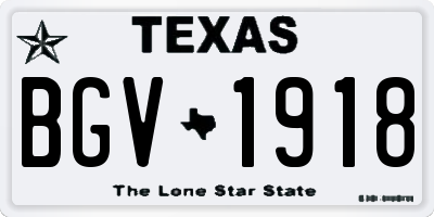 TX license plate BGV1918