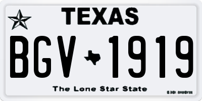 TX license plate BGV1919