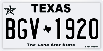 TX license plate BGV1920