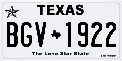 TX license plate BGV1922