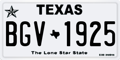 TX license plate BGV1925