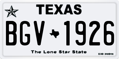TX license plate BGV1926