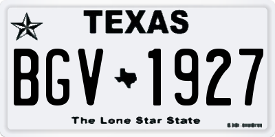 TX license plate BGV1927