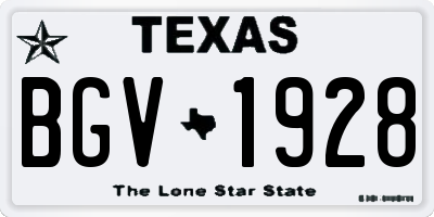 TX license plate BGV1928