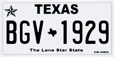 TX license plate BGV1929