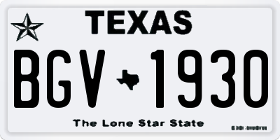 TX license plate BGV1930