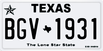 TX license plate BGV1931