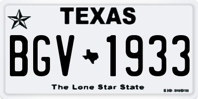 TX license plate BGV1933