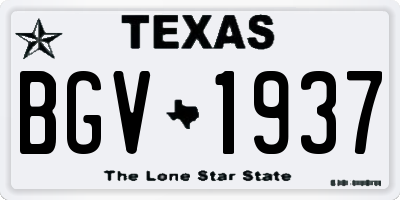 TX license plate BGV1937