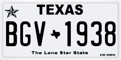 TX license plate BGV1938