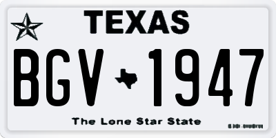 TX license plate BGV1947