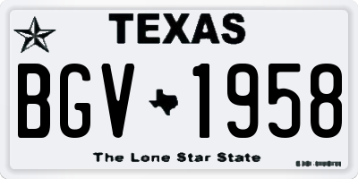 TX license plate BGV1958
