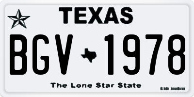 TX license plate BGV1978