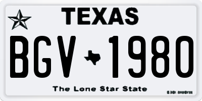 TX license plate BGV1980