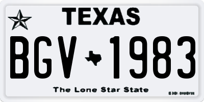 TX license plate BGV1983
