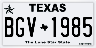 TX license plate BGV1985