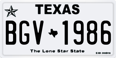 TX license plate BGV1986