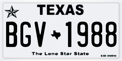 TX license plate BGV1988