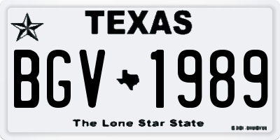 TX license plate BGV1989